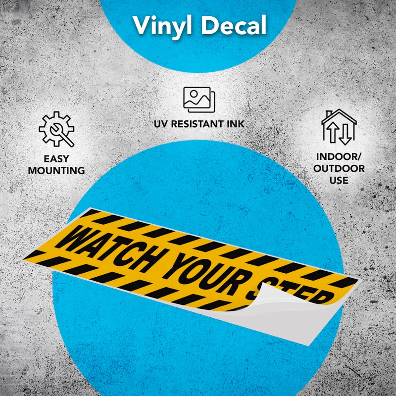DIMARONGTON 2 PC Watch Your Step Vinyl Stickers - 10x3 Caution Stickers - Image 4